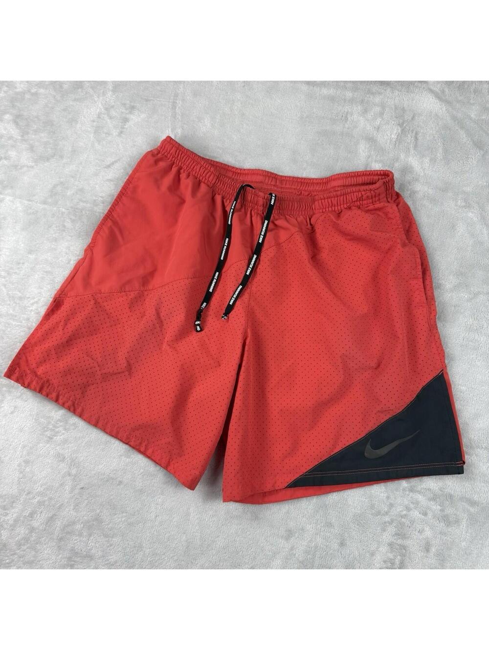 Nike Running Shorts Red Perforated Lightweight Swoosh Mens M Athletic Gym Pocket